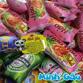 Gấu bông hình gói mì - chai bia